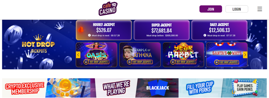 Cafe Casino Hot Drop Jackpots