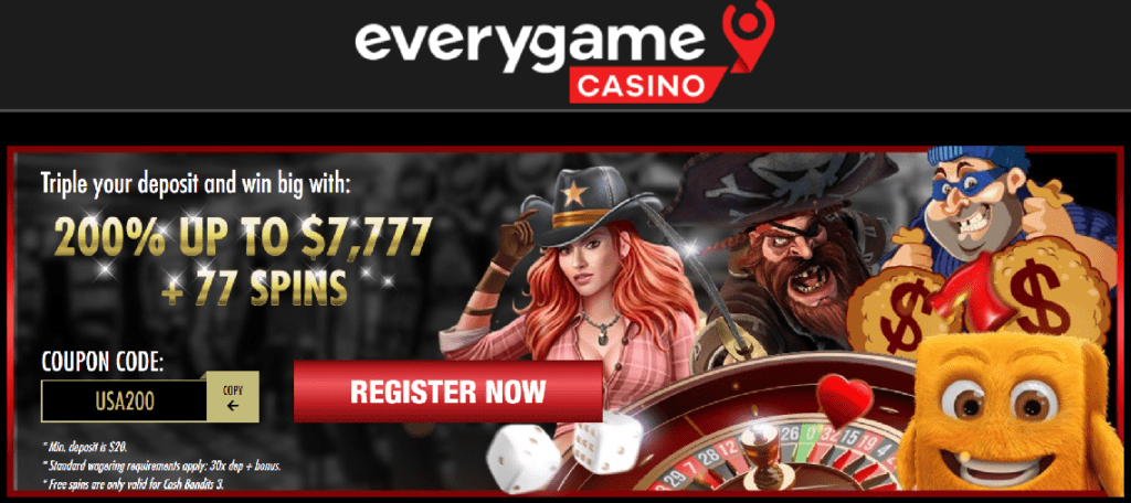 Everygame Casino USA Players 200% Bonus