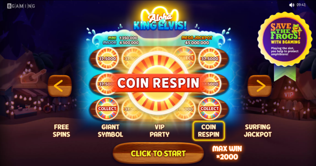 Aloha King Elvis Slot Game Coin Respins