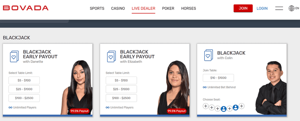 Best Live Dealers Blackjack Casinos