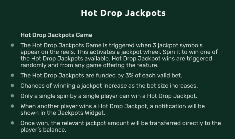 American Jet Set Hot Drop Jackpots Rules