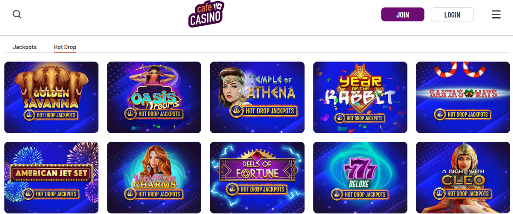 Cafe Casino Hot Drop Jackpots