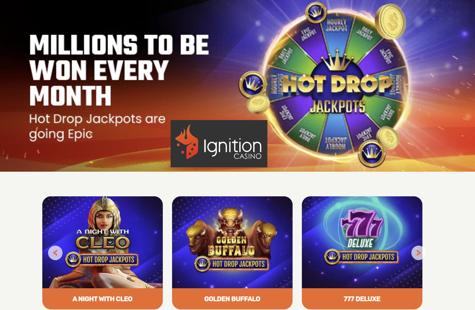 Ignition Casino HOT DROP Jackpots